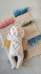 Handmade Wool Rug For Kids Room, Soft Shaggy Playmat, Natural Woven Carpet, Cozy Winter Nursery Decor, Christmas Home Gift - thumbnail 1