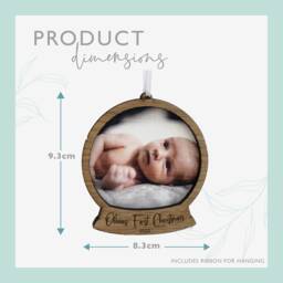 Personalized Baby's First Christmas Photo Bauble Oak Polaroid Frame - thumbnail 3