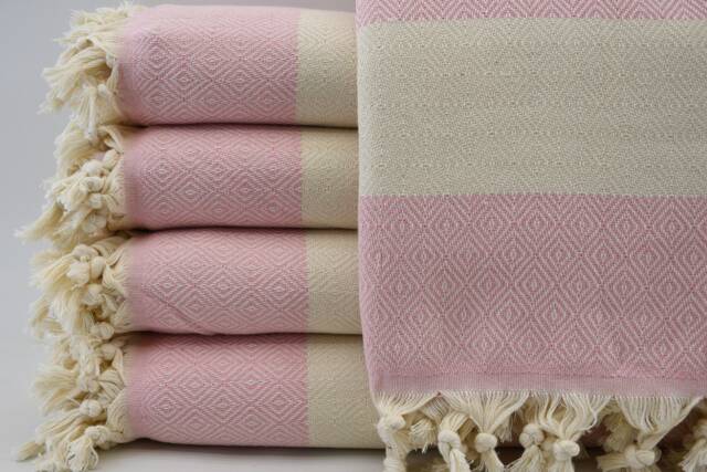 "Geometric Blanket, Soft Blanket, Turkish Blanket, Diamond Blanket, Pink Throw, Bedspreac, Beach Throw, Long Blanket, 79""x95" - image 1