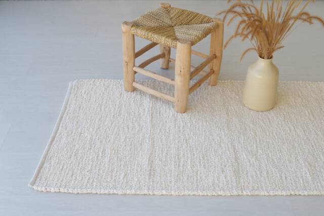 Medium Cream Cotton Rug, Bathroom Kitchen Bedroom Hallway Portuguese Rag Bohemian Decor, Gift For Mother - image 1