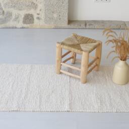 Medium Cream Cotton Rug, Bathroom Kitchen Bedroom Hallway Portuguese Rag Bohemian Decor, Gift For Mother - thumbnail 2
