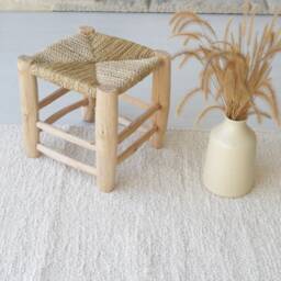 Medium Cream Cotton Rug, Bathroom Kitchen Bedroom Hallway Portuguese Rag Bohemian Decor, Gift For Mother - thumbnail 3