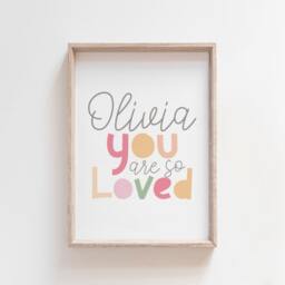 Set Of 3 Girls Nursery Prints, Rainbow Wall Art, Playroom, You Are Loved, Bedroom Art - thumbnail 3