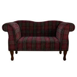 Handmade Tartan Plaid Chaise Lounge Small Queen Anne Sofa - thumbnail 2