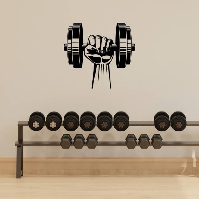 Dumbbell Vinyl Wall Decal Home Gym Fitness Center Bodybuilding Motivational Art Sports Workout Exercise Room Decor Stickers Mural - 3123Di - image 1