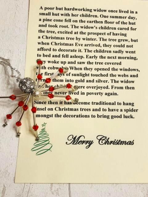 Lucky Beaded Christmas Spider, Traditional Lucky Decoration, Festive Ornament, Sparkly Spider - image 1