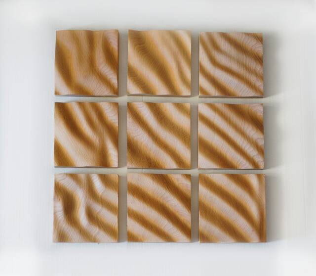 Tic Tac Toe Wood Relief Sculpture Set Of 9 Flowing Wave Wall Art - image 1