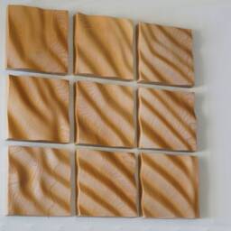 Tic Tac Toe Wood Relief Sculpture Set Of 9 Flowing Wave Wall Art - thumbnail 3