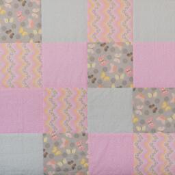 Pink & Gray Girls Baby Quilt, Girls Nursery Bedding, Girl Gift, Pink Shower, Floral New Mom - thumbnail 3