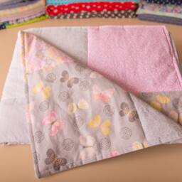 Pink & Gray Girls Baby Quilt, Girls Nursery Bedding, Girl Gift, Pink Shower, Floral New Mom - thumbnail 2
