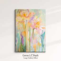 Abstract Floral Canvas Wall Art Pastel Modern Flower Painting Print Blush Teal Botanical Decor For Bedroom, Living Room - thumbnail 3