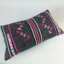 Indigo Batik Pillow Cover Vintage Hmong Textile 12x20 Sofa Couch Bedroom Decorative Pillows - thumbnail 4