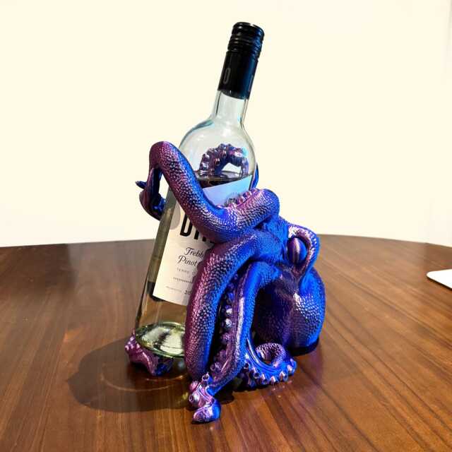 3D Printed Octopus Wine Bottle Holder - Nautical Bar Decor - image 1