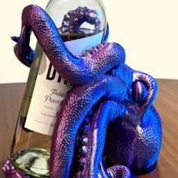 3D Printed Octopus Wine Bottle Holder - Nautical Bar Decor - thumbnail 2