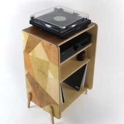 Limited Edition Plywood Record Player Stand Mid-Century Vinyl Storage Cabinet - thumbnail 4