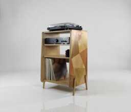 Limited Edition Plywood Record Player Stand Mid-Century Vinyl Storage Cabinet