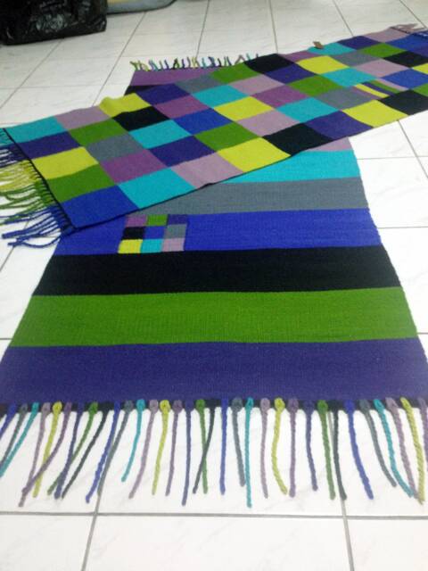 Set Of Handwoven Wool Rugs Sqares. Two Complementary Runner Rugs. Handmade Area Rugs, Floor Made To Order Rugs - image 1