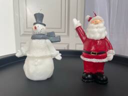 Santa & Snowman Festive Character Candles. Hand Painted 16cm Christmas Candle Decorations. Cute Detailed Candles in A Choice Of 2 Designs - thumbnail 1