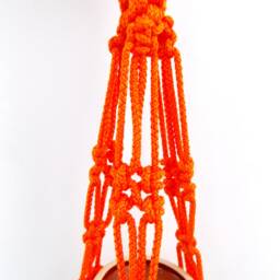 Mini Macrame Plant Holder Orange Hanger 10 Inches 3 Mm Wall Hanging Flower Pot Planter Pattern Indoor Or Outdoor Decor - thumbnail 2