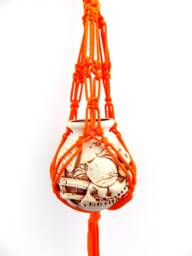 Mini Macrame Plant Holder Orange Hanger 10 Inches 3 Mm Wall Hanging Flower Pot Planter Pattern Indoor Or Outdoor Decor - thumbnail 1