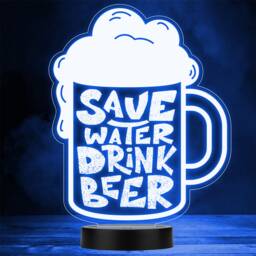 Glass Pint Tankards Save Water Drink Gift Colour Change Night Light