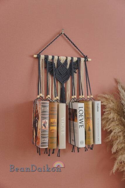 Macrame Bat Bookshelf, Custom Gifts, Unique Living Room Decor, Gifts For Witches, Home Decor Wall Art Boho, Gift Her H19 - image 1