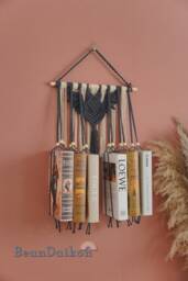 Macrame Bat Bookshelf, Custom Gifts, Unique Living Room Decor, Gifts For Witches, Home Decor Wall Art Boho, Gift Her H19 - thumbnail 1