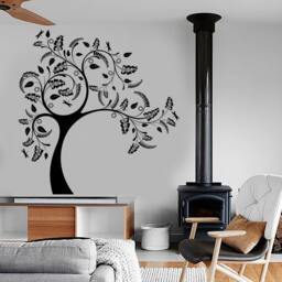 Wall Vinyl Decal Nature Patterns Ornamental Tree & Butterflies Sketch Eco Abstract Modern Home Decor - #1200Dz - thumbnail 2