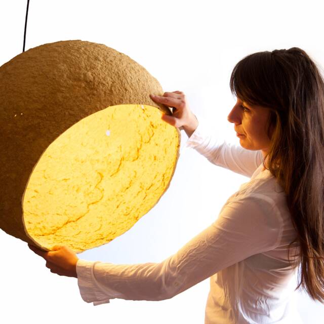 Paper Mache Jupiter Pendant Light, Large Lamp For Industrial Interiors - image 1