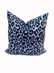 Schumacher Iconic Leopard Navy Indoor/Outdoor Cushion Cover Pillow Double Sided - thumbnail 1