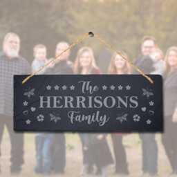 Personalised Family Name Hanging Slate Laser Engraved Home Wall Art Plaque Sign - thumbnail 2