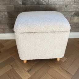 Teddy Boucle Storage Chair Handmade Dressing Table Vanity Stool in Boucl?? With Removable Lid - thumbnail 3