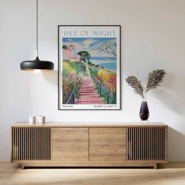 Isle Of Wight Travel Print, Poster, England Wall Art, Coastal English Gift, Seaside Art - image 1