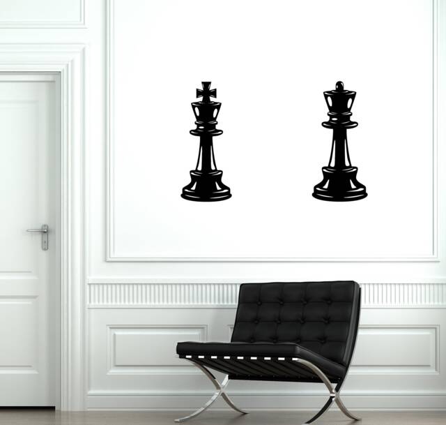 Chess Pieces Vinyl Wall Decal Queen King Home Room Decor Stickers Mural - #2824Di - image 1