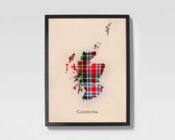 Clan Caledonia Scottish Tartan Map - Of Scotland Family Wall Decor, Ready To Hang - thumbnail 1