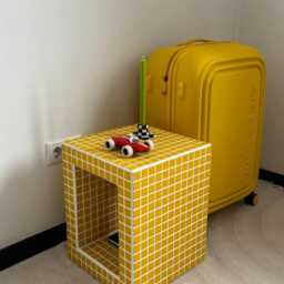 Book Shelf. Side Table. Bedside Home Decor. Yellow Bright Tiled - thumbnail 4