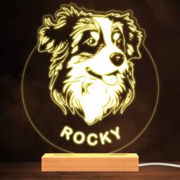 Australian Shepherd Dog Pet Silhouette Warm Lamp Personalised Gift Night Light - Bedroom - thumbnail 1