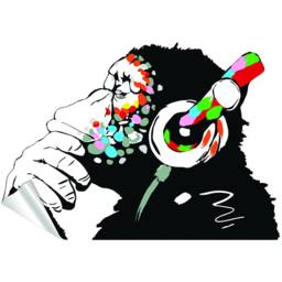 Banksy Thinking Monkey Sticker - Art Vinyl Street Dj Baksy Wall Decal Headphones Chimp Music Thinker Graffiti Mural Boy Smart Decals - thumbnail 2