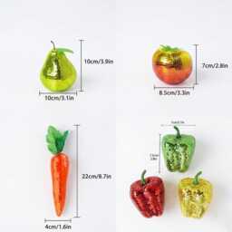 Mirror Mosaic Fruit & Veggie Set - Disco Ball Glam Home Accent - thumbnail 4