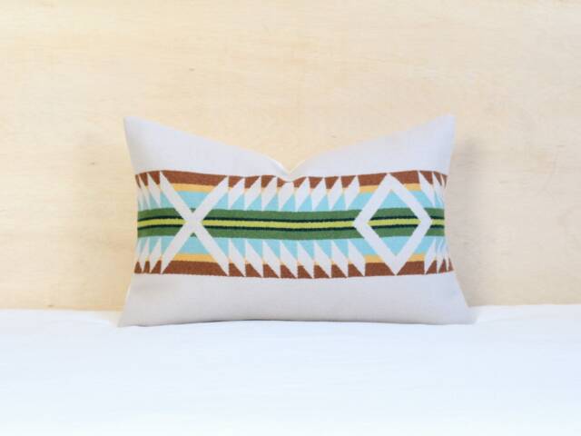 12x18 Falcon Cove Border Wool Pillow Cover - Style C, Southwestern - Ready To Ship - image 1