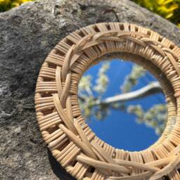 Handmade Bamboo Circle Mirror Boho Wall Decor - 6 - thumbnail 3
