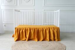 Mustard Yellow Cot Bed Skirt, Girl Crib Bed Skirt, Ruffled Skirt Baby Bed, For Nursery Room Decor, Bedding - thumbnail 1