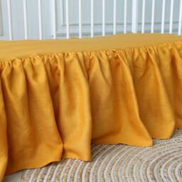 Mustard Yellow Cot Bed Skirt, Girl Crib Bed Skirt, Ruffled Skirt Baby Bed, For Nursery Room Decor, Bedding - thumbnail 2