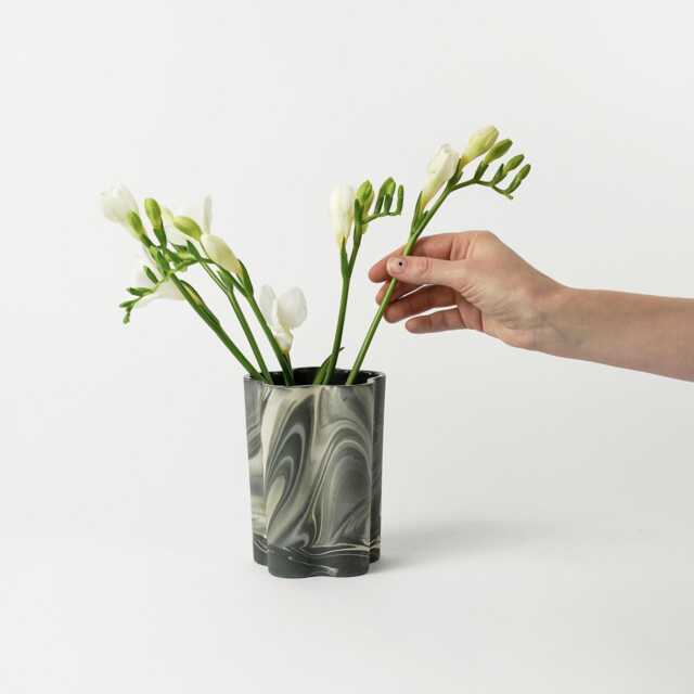 Unique Marbled Porcelain Vase - Handmade Modern Home Decor. Fathers Day Gift - image 1