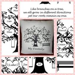 Family Tree Cushion. Personalised Soft Cushion. Special Gift For Parents/Grandparents. Unusual Christmas Gift Mum & Dad - thumbnail 2