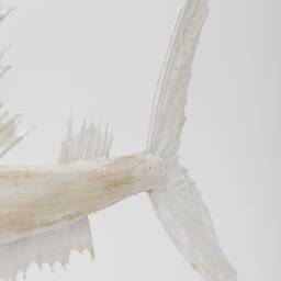 Recycled Wood Fish Sculpture - Hand-Carved Glacial White Nautical Art - thumbnail 4
