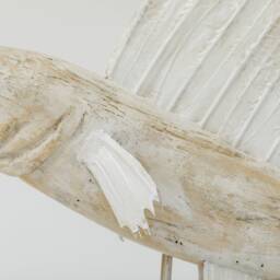 Recycled Wood Fish Sculpture - Hand-Carved Glacial White Nautical Art - thumbnail 3