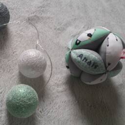 Montessori-style Gripping Ball With Panda Pattern Bells - Personalizable Your Little One's First Name - thumbnail 2