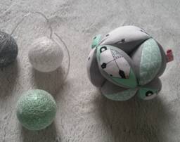 Montessori-style Gripping Ball With Panda Pattern Bells - Personalizable Your Little One's First Name - thumbnail 1