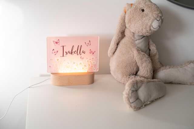 Personalised Butterfly Night Light, Girls Bedroom D??cor, Baby Nursery Kids Bedside Lamp - image 1